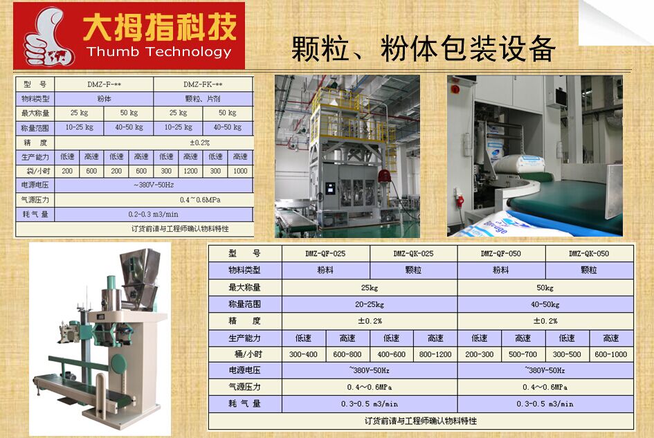 顆粒粉體包裝設備技術參數